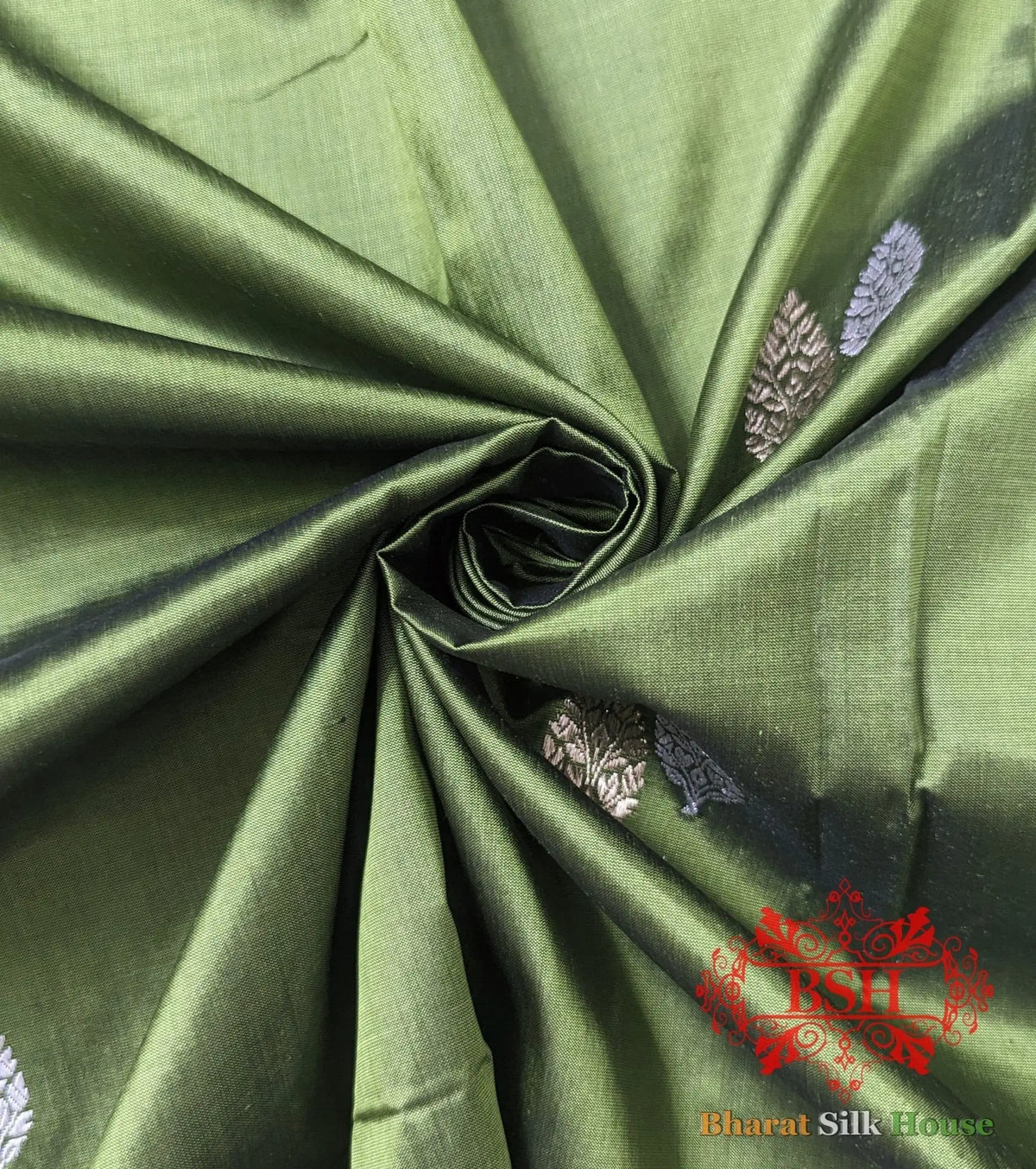 Pure Banarasi Handloom Katan Silk Meenakari Antique Zari Saree In Shades of Green - Bharat Silk House Pure Kataan Silk
