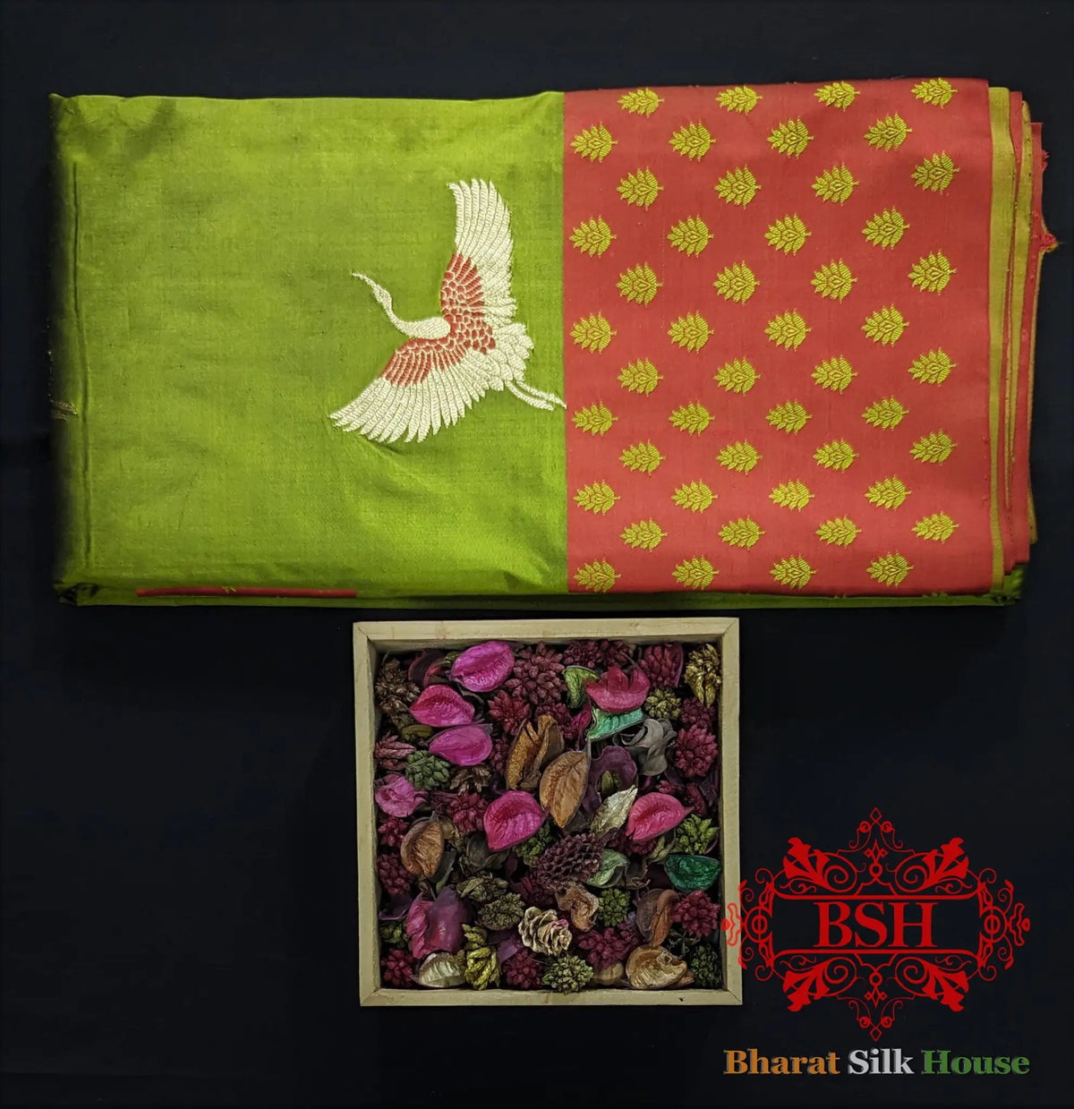 Pure Banarasi Handloom Katan Silk Meenakari Antique Zari Saree In Shades Of Green - Bharat Silk House Pure Kataan Silk