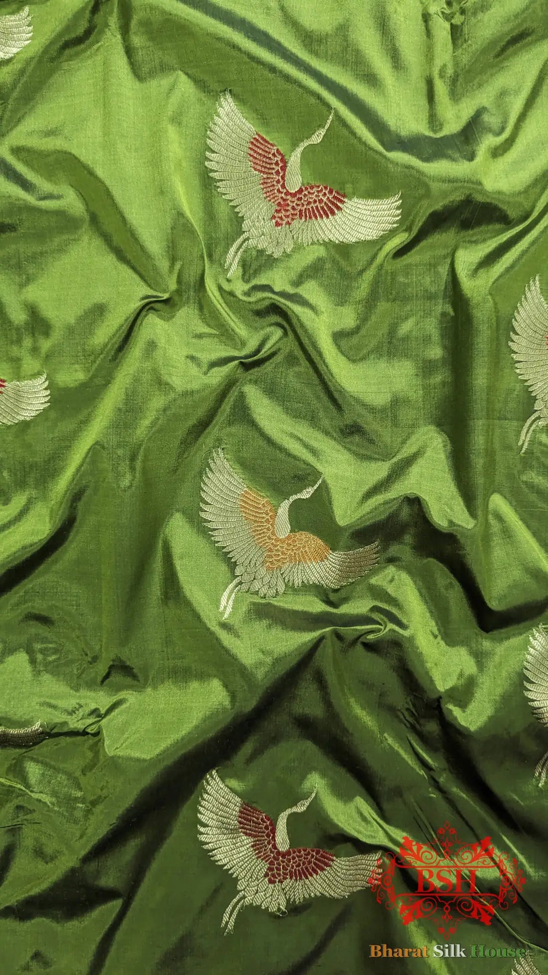 Pure Banarasi Handloom Katan Silk Meenakari Antique Zari Saree In Shades Of Green - Bharat Silk House Pure Kataan Silk
