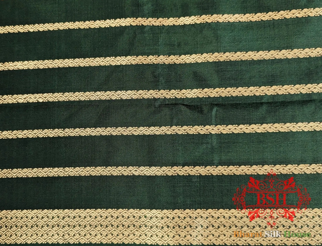 Pure Banarasi Handloom Katan Silk Meenakari Antique Zari Saree In Shades Of Green - Bharat Silk House Pure Kataan Silk