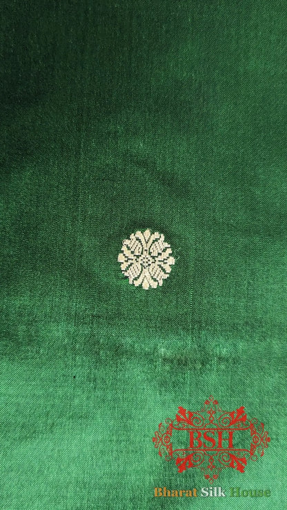 Pure Banarasi Handloom Katan Silk Meenakari Antique Zari Saree In Shades Of Green - Bharat Silk House Pure Kataan Silk