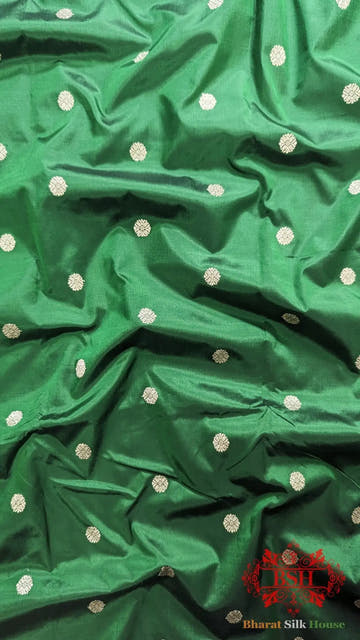 Pure Banarasi Handloom Katan Silk Meenakari Antique Zari Saree In Shades Of Green - Bharat Silk House Pure Kataan Silk