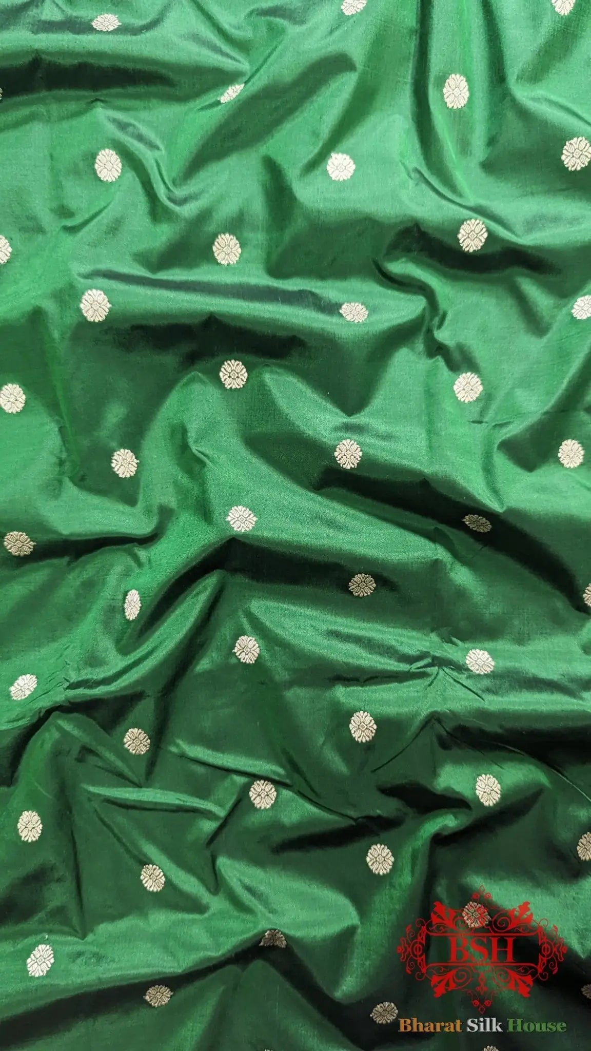Pure Banarasi Handloom Katan Silk Meenakari Antique Zari Saree In Shades Of Green - Bharat Silk House Pure Kataan Silk