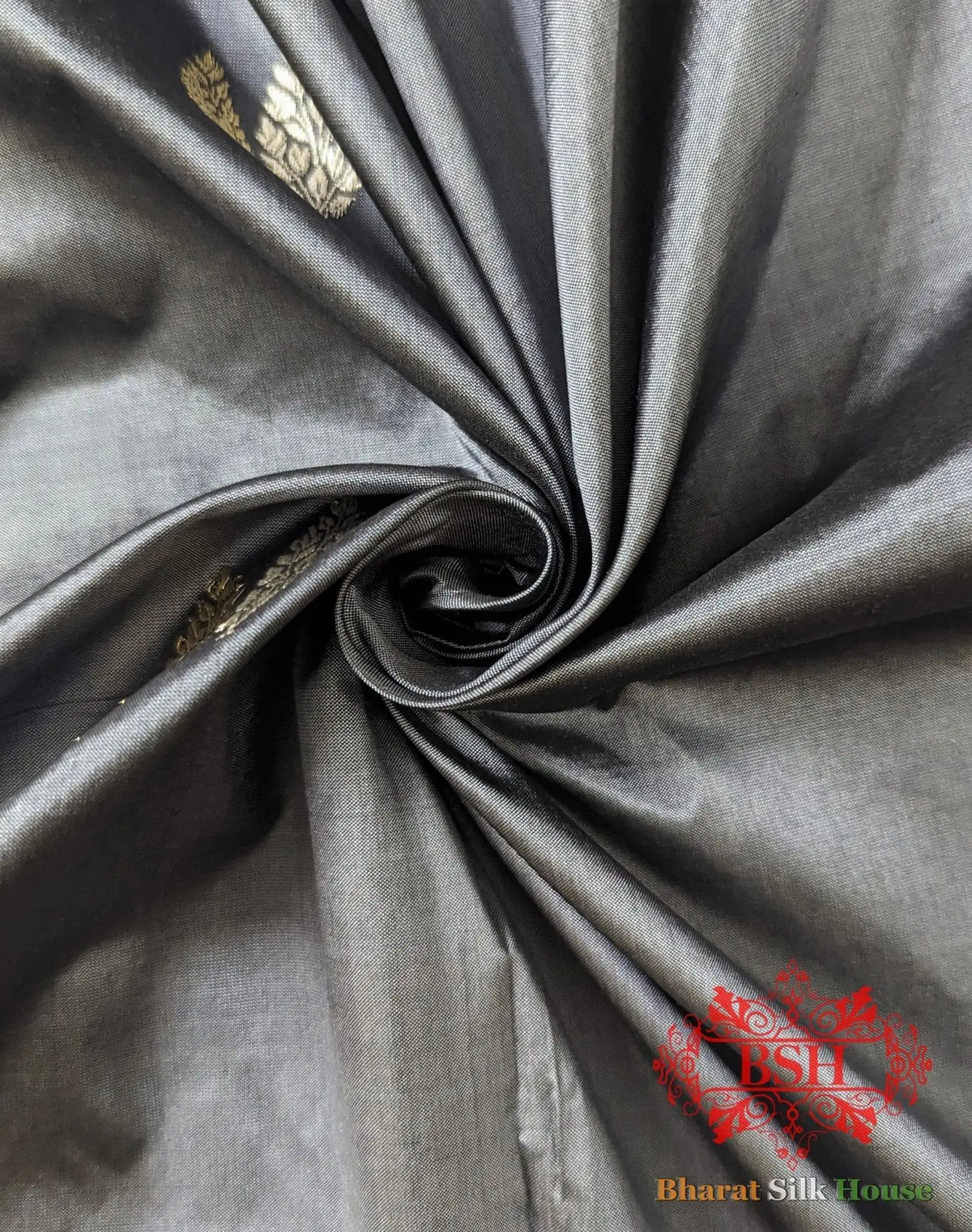 Pure Banarasi Handloom Katan Silk Meenakari Antique Zari Saree In Shades Of Grey - Bharat Silk House Pure Kataan Silk