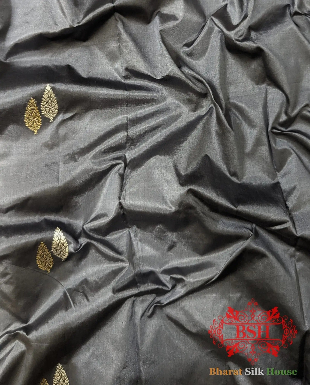 Pure Banarasi Handloom Katan Silk Meenakari Antique Zari Saree In Shades Of Grey - Bharat Silk House Pure Kataan Silk