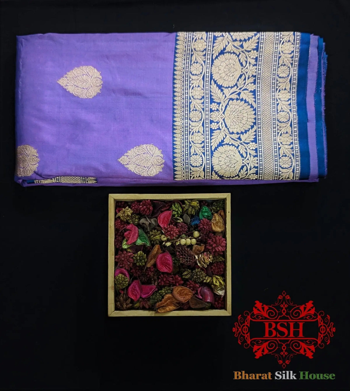 Pure Banarasi Handloom Katan Silk Meenakari Antique Zari Saree In Shades Of Lavender - Bharat Silk House Pure Kataan Silk