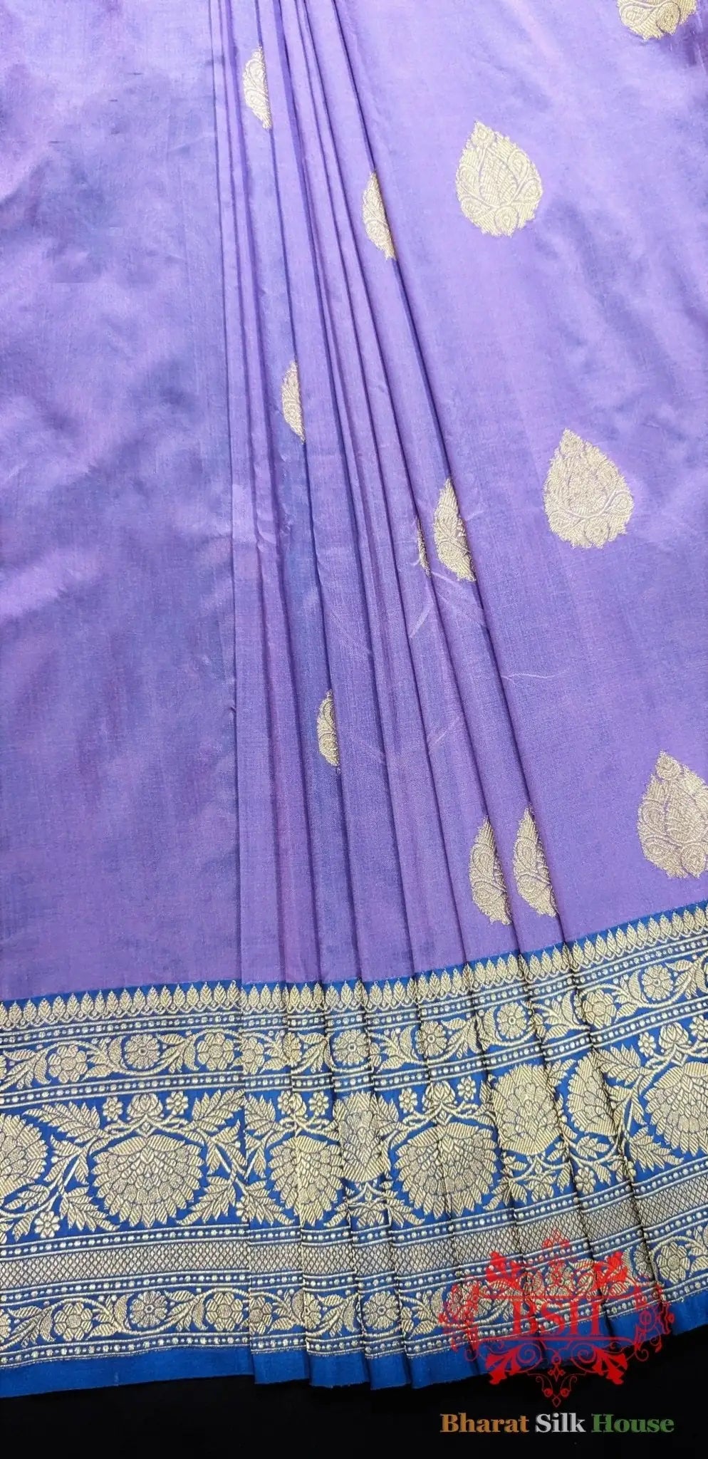 Pure Banarasi Handloom Katan Silk Meenakari Antique Zari Saree In Shades Of Lavender - Bharat Silk House Pure Kataan Silk
