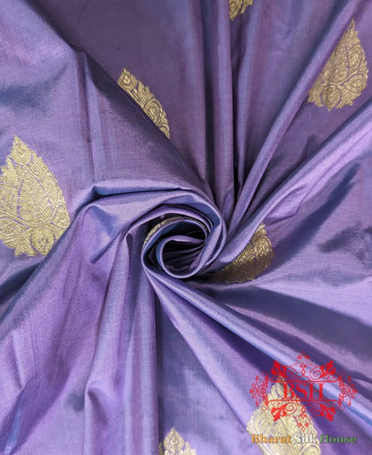 Pure Banarasi Handloom Katan Silk Meenakari Antique Zari Saree In Shades Of Lavender - Bharat Silk House Pure Kataan Silk
