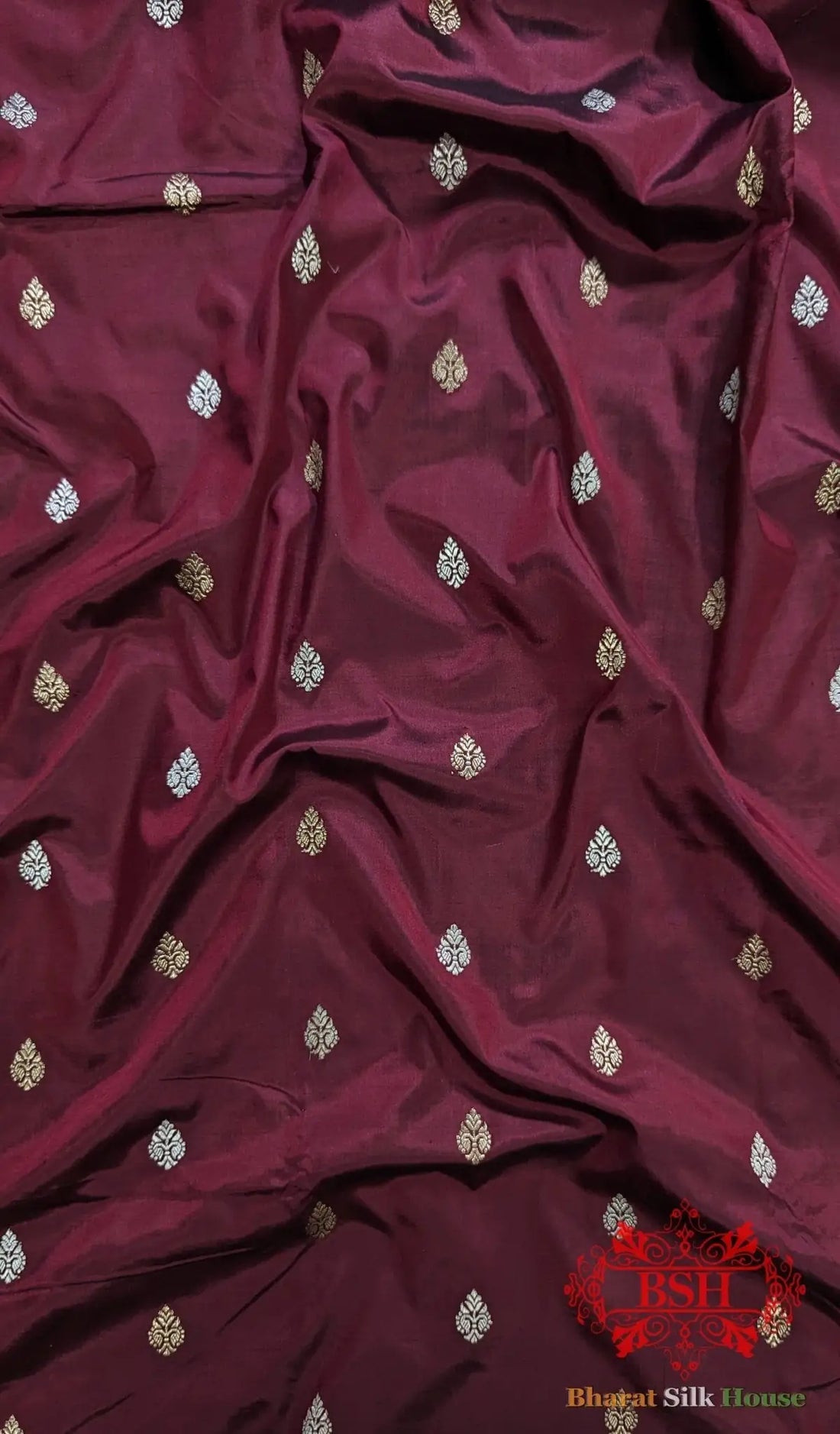 Pure Banarasi Handloom Katan Silk Meenakari Antique Zari Saree In Shades Of Magenta - Bharat Silk House Pure Kataan Silk