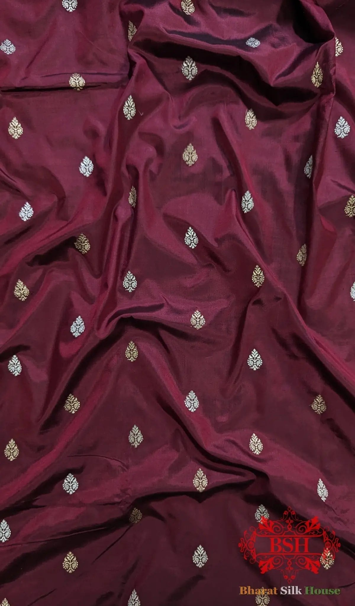 Pure Banarasi Handloom Katan Silk Meenakari Antique Zari Saree In Shades Of Magenta - Bharat Silk House Pure Kataan Silk