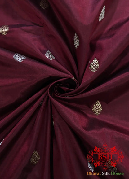 Pure Banarasi Handloom Katan Silk Meenakari Antique Zari Saree In Shades Of Magenta - Bharat Silk House Pure Kataan Silk