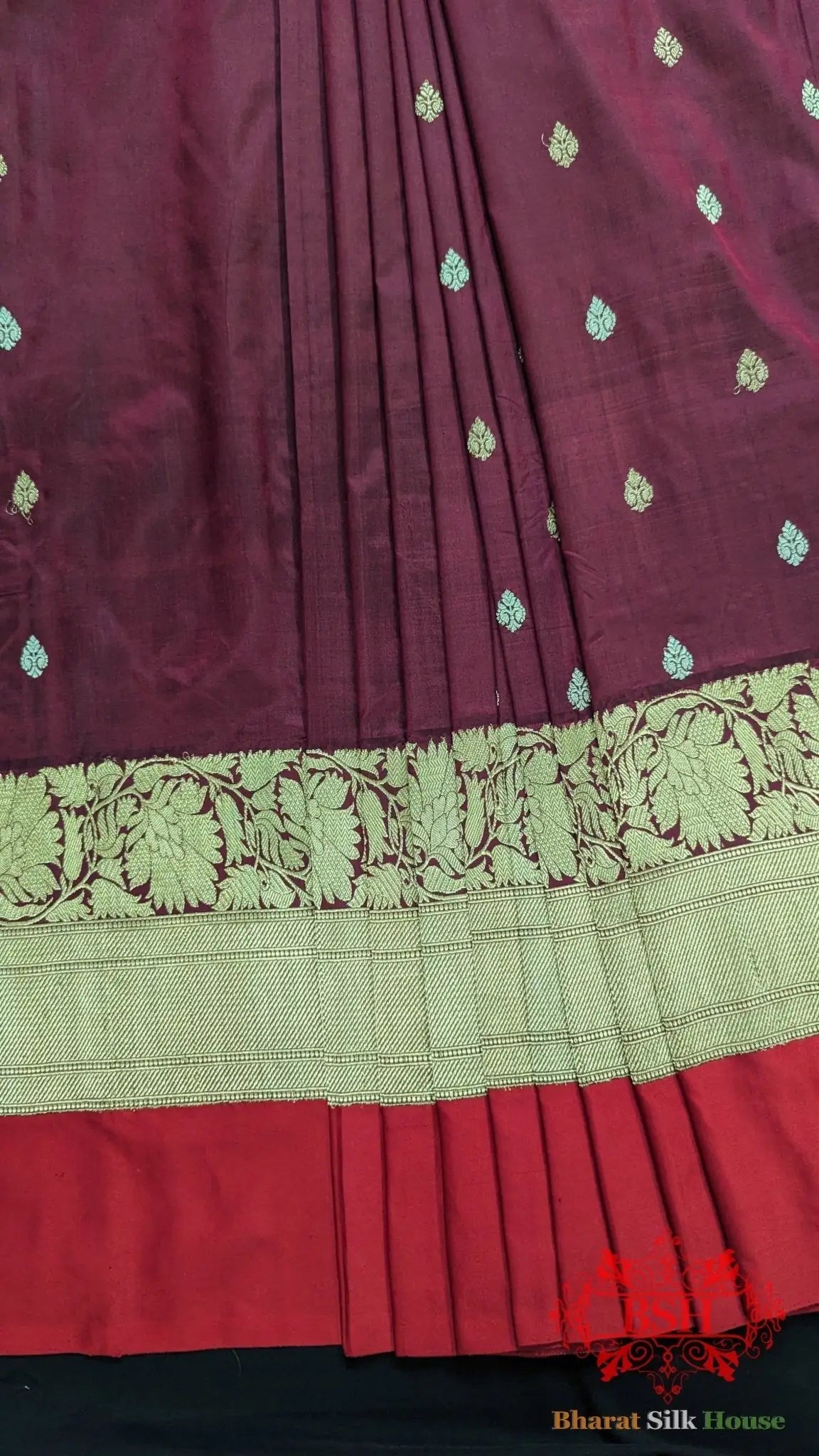 Pure Banarasi Handloom Katan Silk Meenakari Antique Zari Saree In Shades Of Magenta - Bharat Silk House Pure Kataan Silk