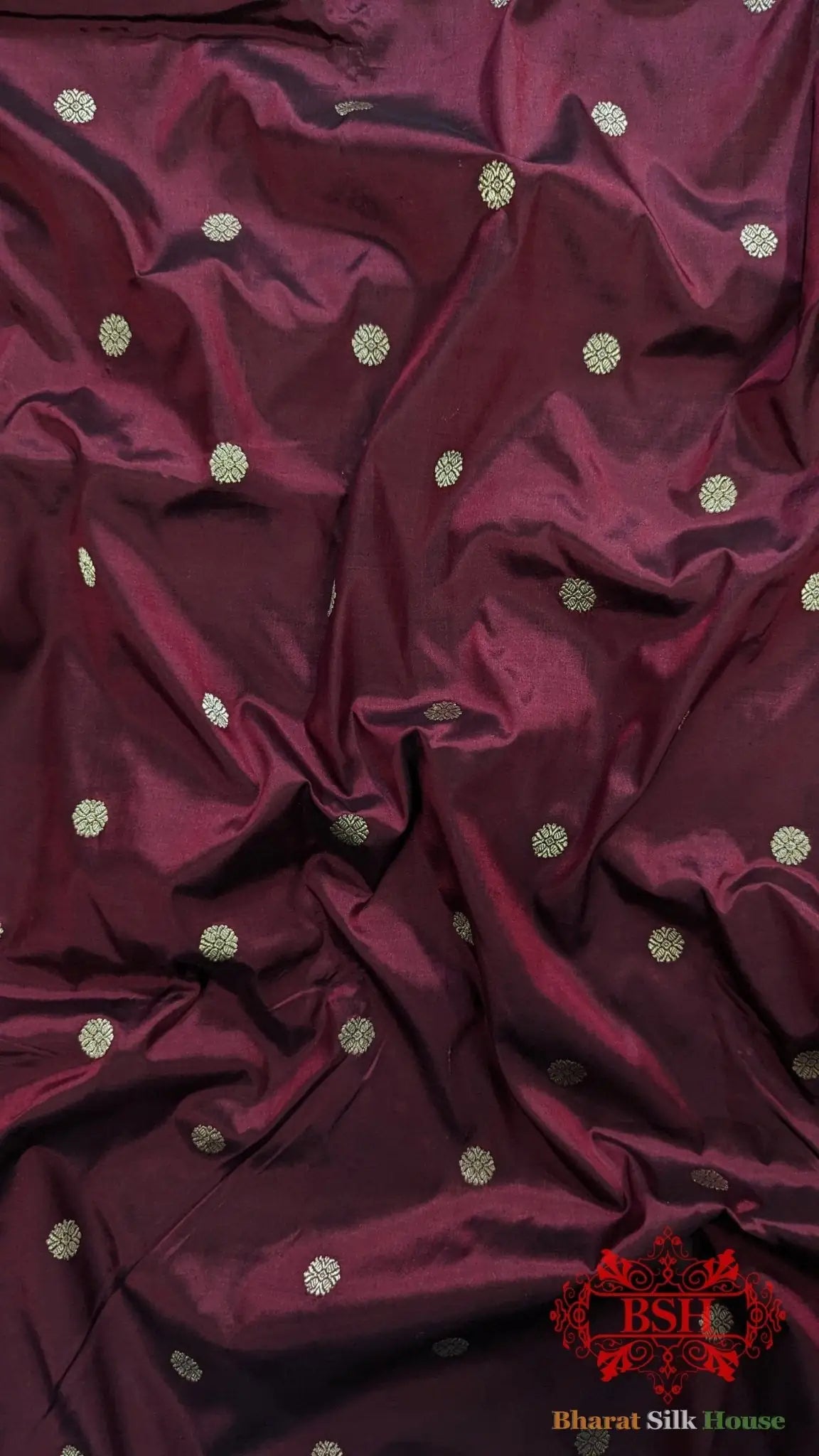 Pure Banarasi Handloom Katan Silk Meenakari Antique Zari Saree In Shades Of Maroon - Bharat Silk House Pure Kataan Silk