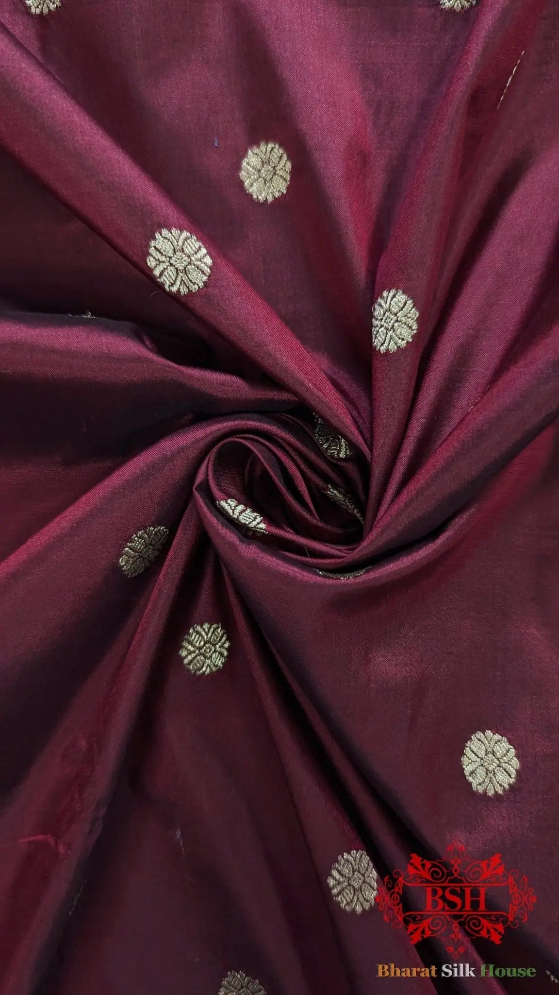 Pure Banarasi Handloom Katan Silk Meenakari Antique Zari Saree In Shades Of Maroon - Bharat Silk House Pure Kataan Silk