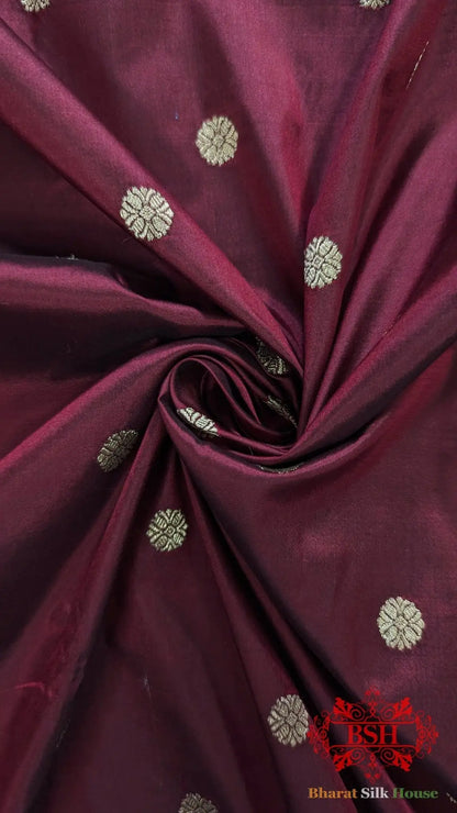Pure Banarasi Handloom Katan Silk Meenakari Antique Zari Saree In Shades Of Maroon - Bharat Silk House Pure Kataan Silk