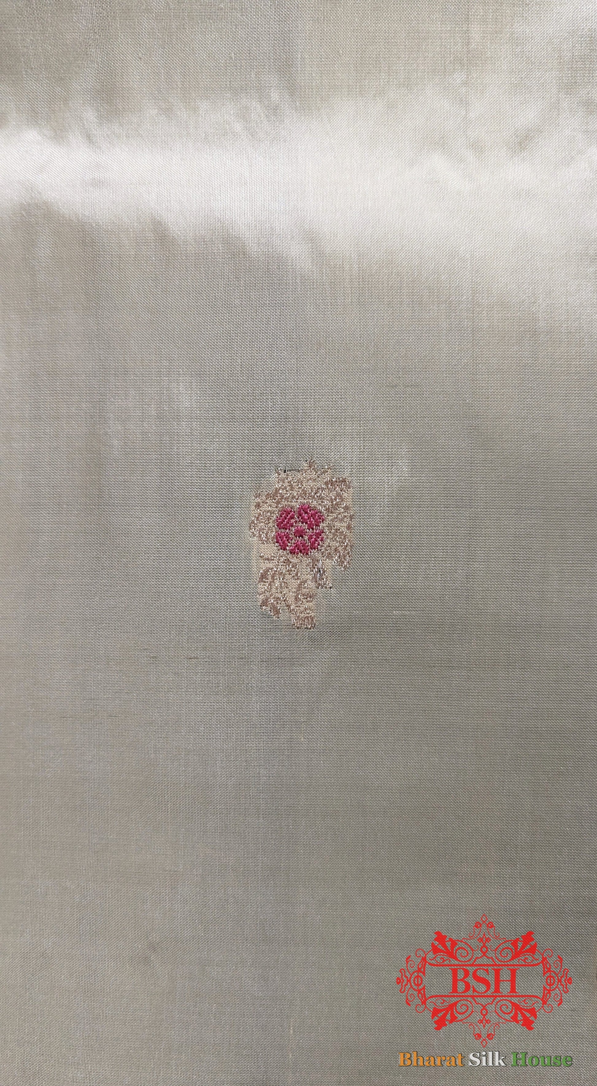 Pure Banarasi Handloom Katan Silk Meenakari Antique Zari Saree In Shades Of Off White - Bharat Silk House