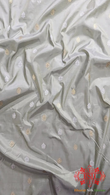 Pure Banarasi Handloom Katan Silk Meenakari Antique Zari Saree In Shades Of Off White - Bharat Silk House Pure Kataan Silk