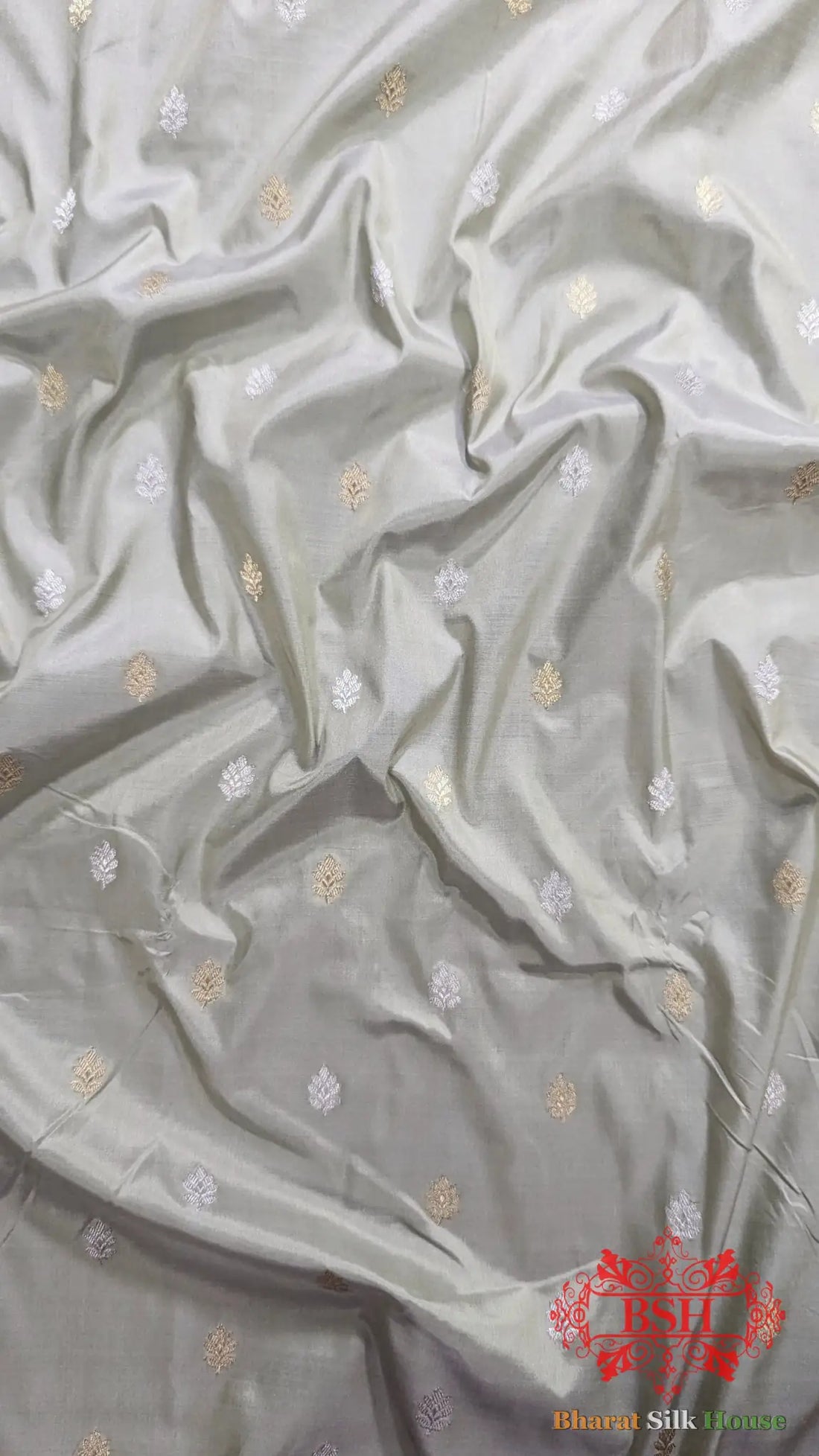 Pure Banarasi Handloom Katan Silk Meenakari Antique Zari Saree In Shades Of Off White - Bharat Silk House Pure Kataan Silk