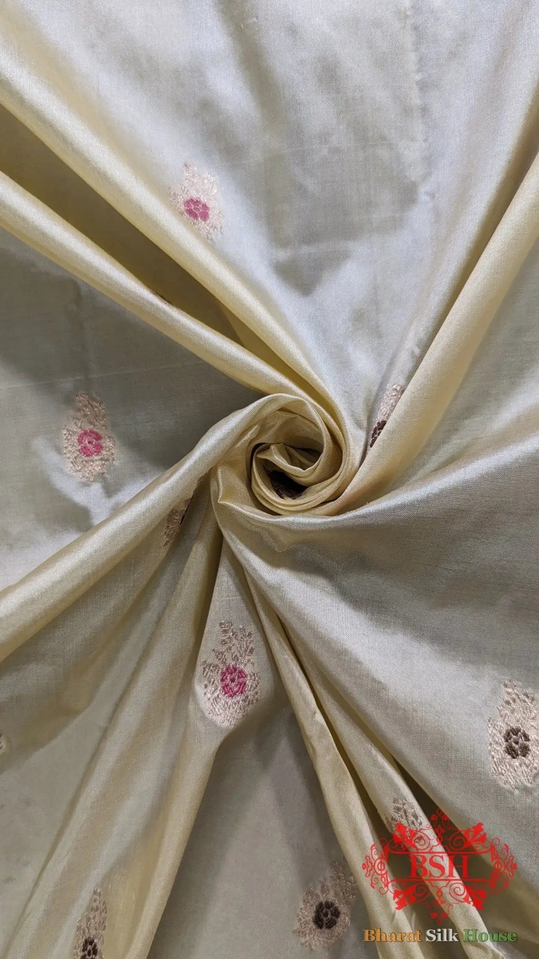Pure Banarasi Handloom Katan Silk Meenakari Antique Zari Saree In Shades Of Off White - Bharat Silk House Pure Kataan Silk