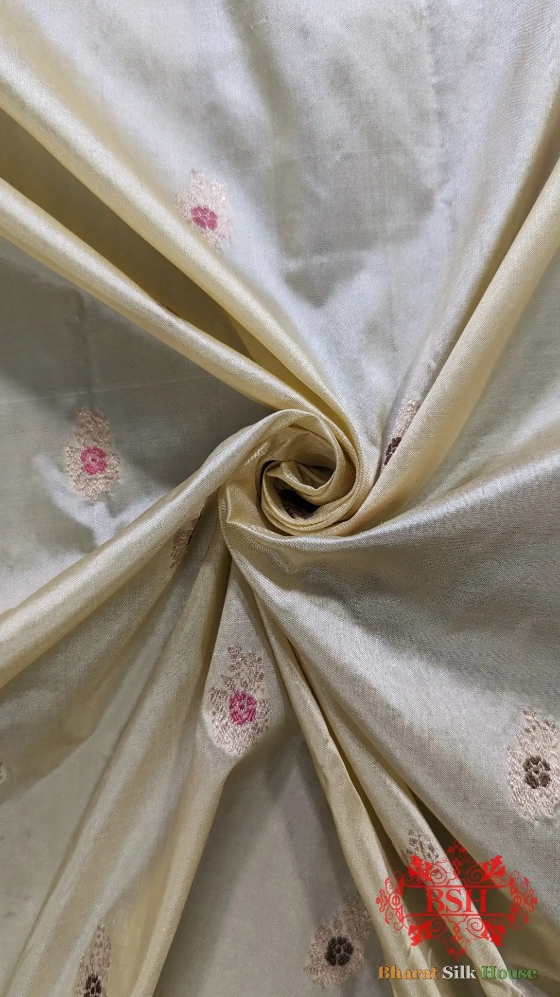 Pure Banarasi Handloom Katan Silk Meenakari Antique Zari Saree In Shades Of Off White - Bharat Silk House Pure Kataan Silk
