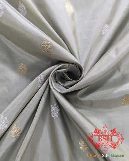 Pure Banarasi Handloom Katan Silk Meenakari Antique Zari Saree In Shades Of Off White - Bharat Silk House Pure Kataan Silk