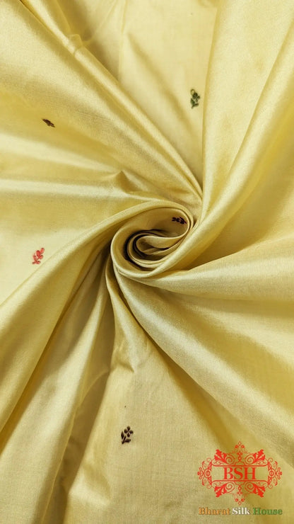 Pure Banarasi Handloom Katan Silk Meenakari Antique Zari Saree In Shades Of Off White - Bharat Silk House Pure Kataan Silk