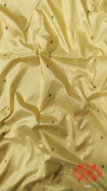 Pure Banarasi Handloom Katan Silk Meenakari Antique Zari Saree In Shades Of Off White - Bharat Silk House Pure Kataan Silk