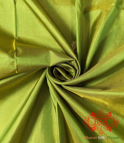 Pure Banarasi Handloom Katan Silk Meenakari Antique Zari Saree In Shades Of Parrot Green - Bharat Silk House Pure Kataan Silk