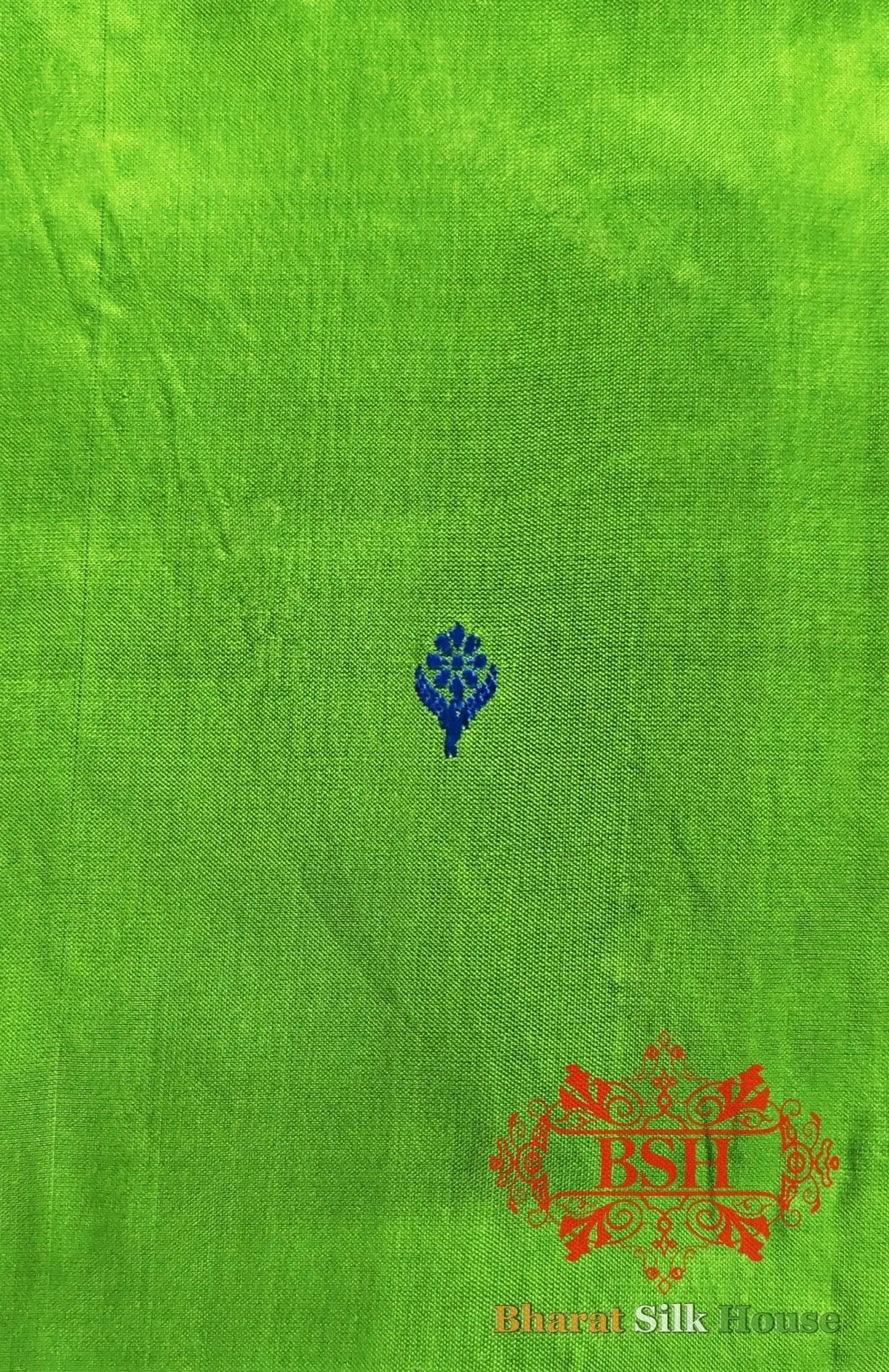Pure Banarasi Handloom Katan Silk Meenakari Antique Zari Saree In Shades Of Parrot Green - Bharat Silk House Pure Kataan Silk