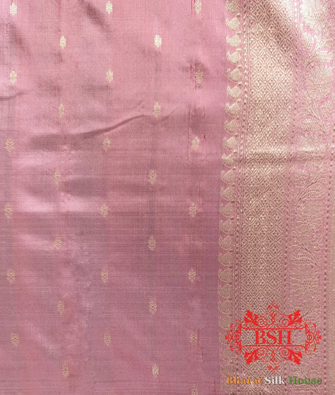Pure Banarasi Handloom Katan Silk Meenakari Antique Zari Saree In Shades Of Peach - Bharat Silk House Pure Kataan Silk