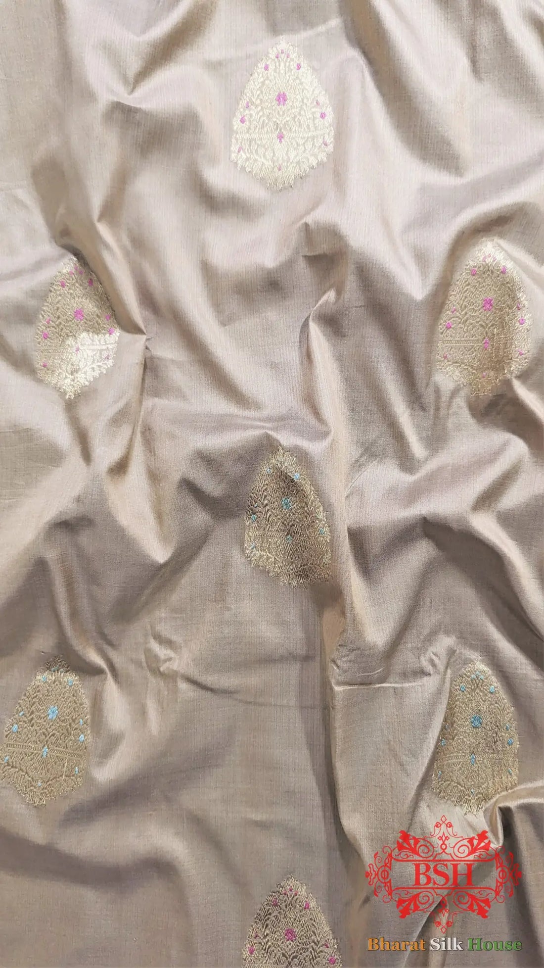 Pure Banarasi Handloom Katan Silk Meenakari Antique Zari Saree In Shades Of Peach - Bharat Silk House Pure Kataan Silk