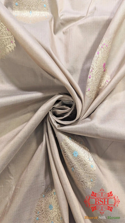 Pure Banarasi Handloom Katan Silk Meenakari Antique Zari Saree In Shades Of Peach - Bharat Silk House Pure Kataan Silk