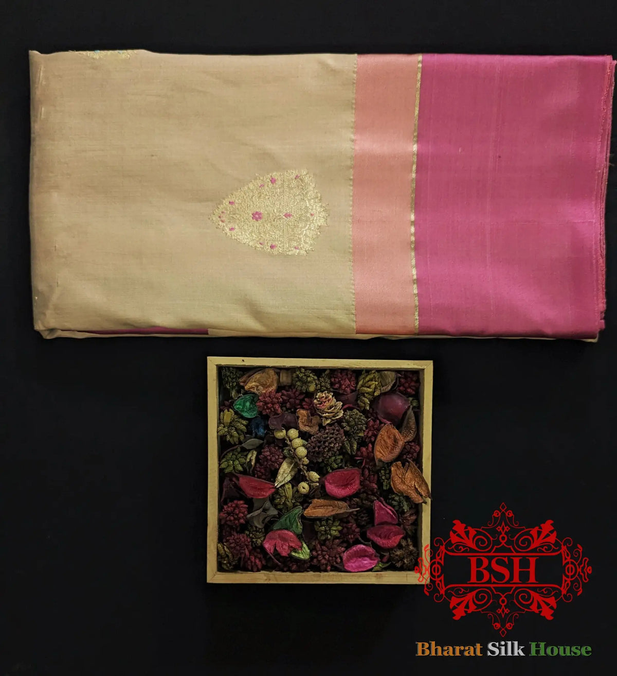 Pure Banarasi Handloom Katan Silk Meenakari Antique Zari Saree In Shades Of Peach - Bharat Silk House Pure Kataan Silk