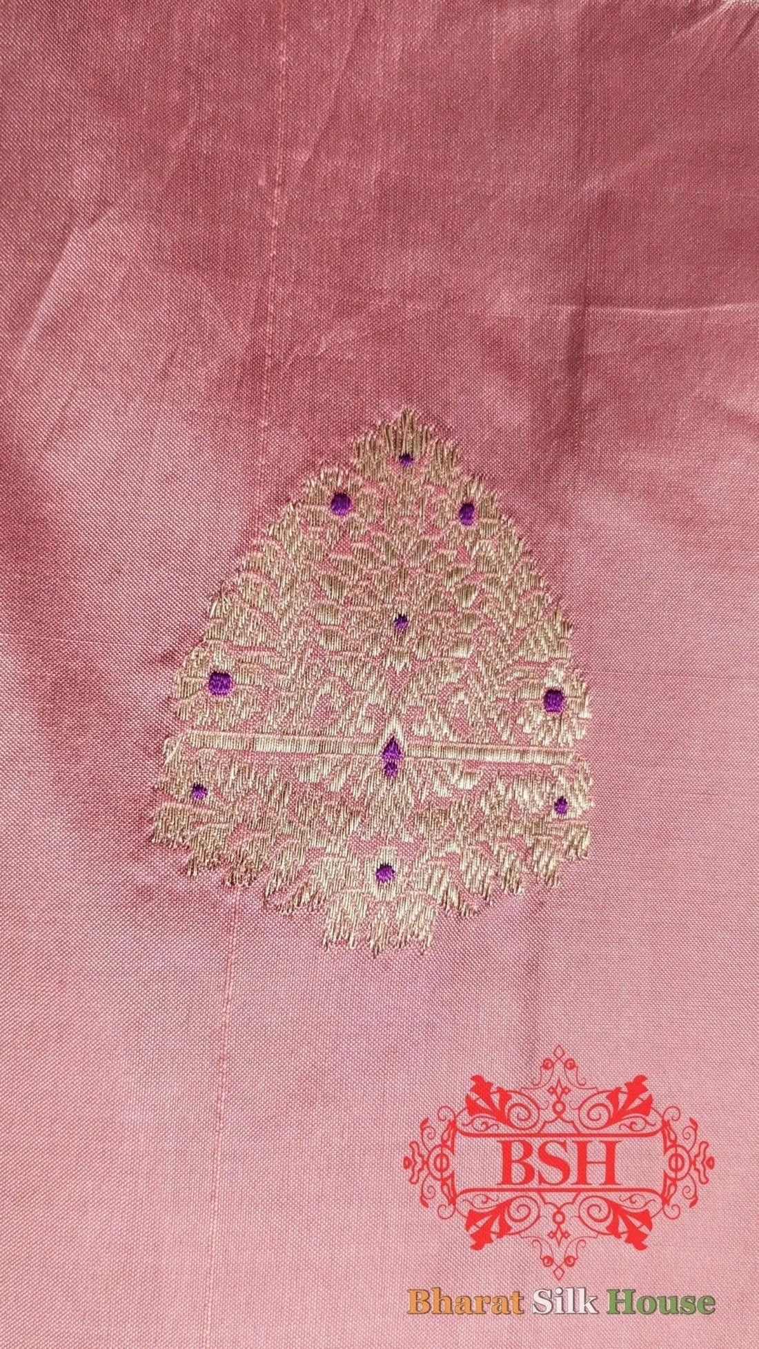 Pure Banarasi Handloom Katan Silk Meenakari Antique Zari Saree In Shades Of Peach - Bharat Silk House Pure Kataan Silk