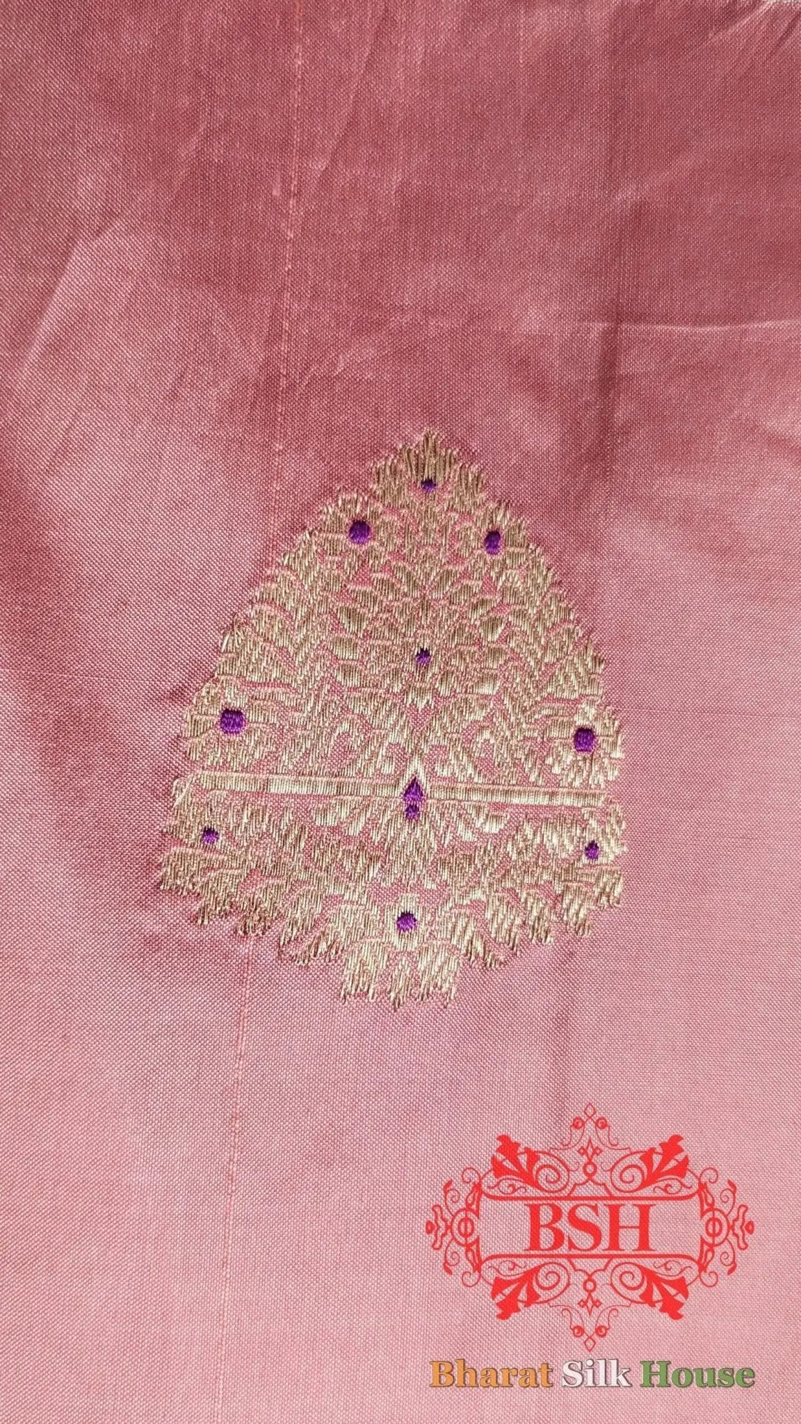 Pure Banarasi Handloom Katan Silk Meenakari Antique Zari Saree In Shades Of Peach - Bharat Silk House Pure Kataan Silk