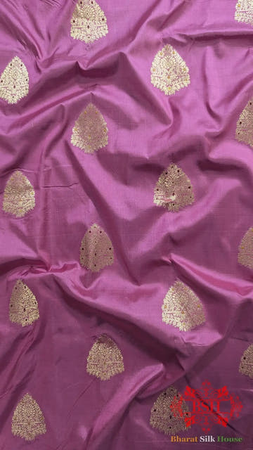 Pure Banarasi Handloom Katan Silk Meenakari Antique Zari Saree In Shades Of Pink - Bharat Silk House Pure Kataan Silk