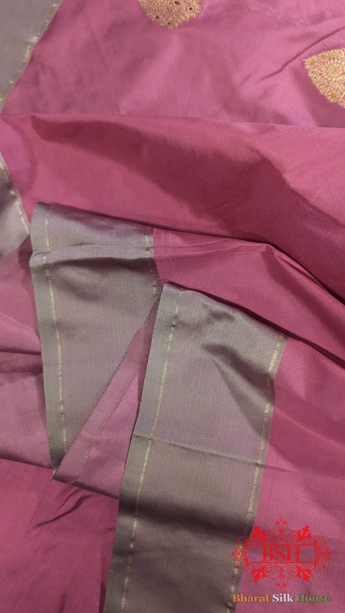 Pure Banarasi Handloom Katan Silk Meenakari Antique Zari Saree In Shades Of Pink - Bharat Silk House Pure Kataan Silk