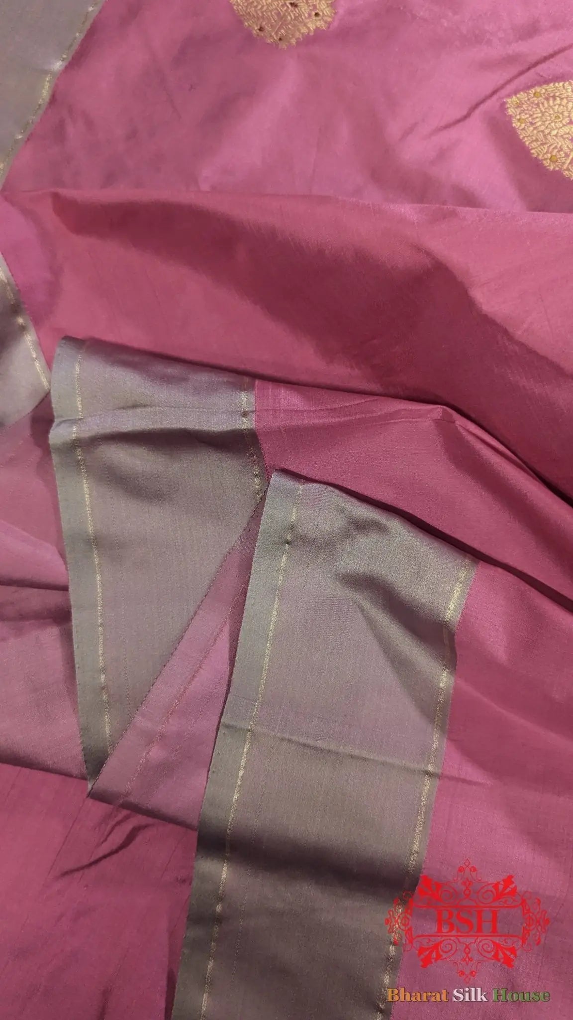 Pure Banarasi Handloom Katan Silk Meenakari Antique Zari Saree In Shades Of Pink - Bharat Silk House Pure Kataan Silk