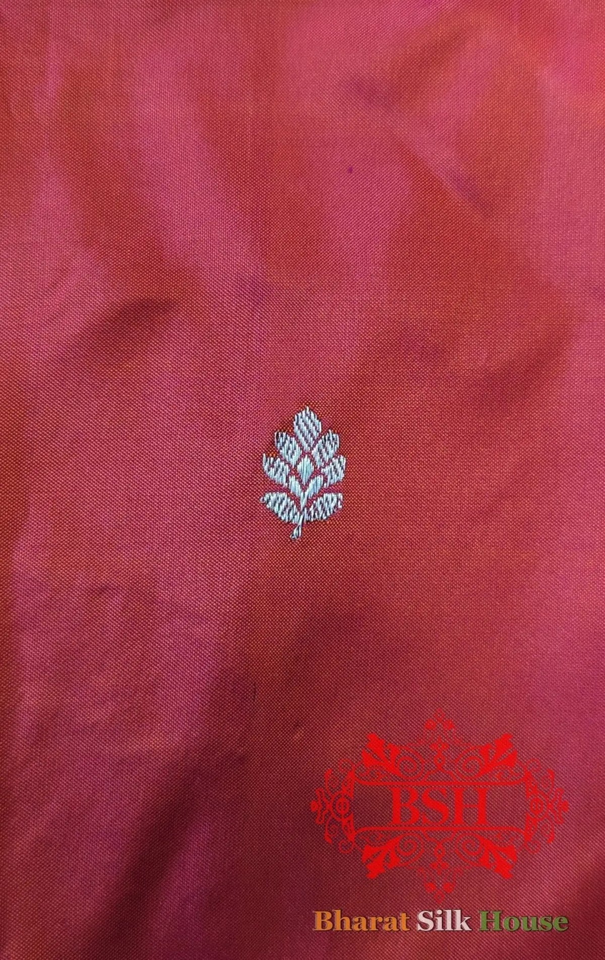 Pure Banarasi Handloom Katan Silk Meenakari Antique Zari Saree In Shades Of Rani - Bharat Silk House Pure Kataan Silk