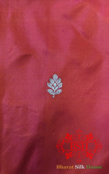 Pure Banarasi Handloom Katan Silk Meenakari Antique Zari Saree In Shades Of Rani - Bharat Silk House Pure Kataan Silk