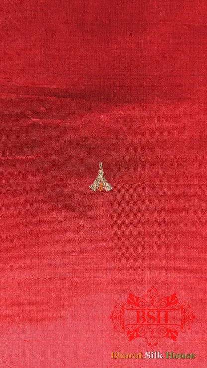 Pure Banarasi Handloom Katan Silk Meenakari Antique Zari Saree In Shades Of Red - Bharat Silk House Pure Kataan Silk