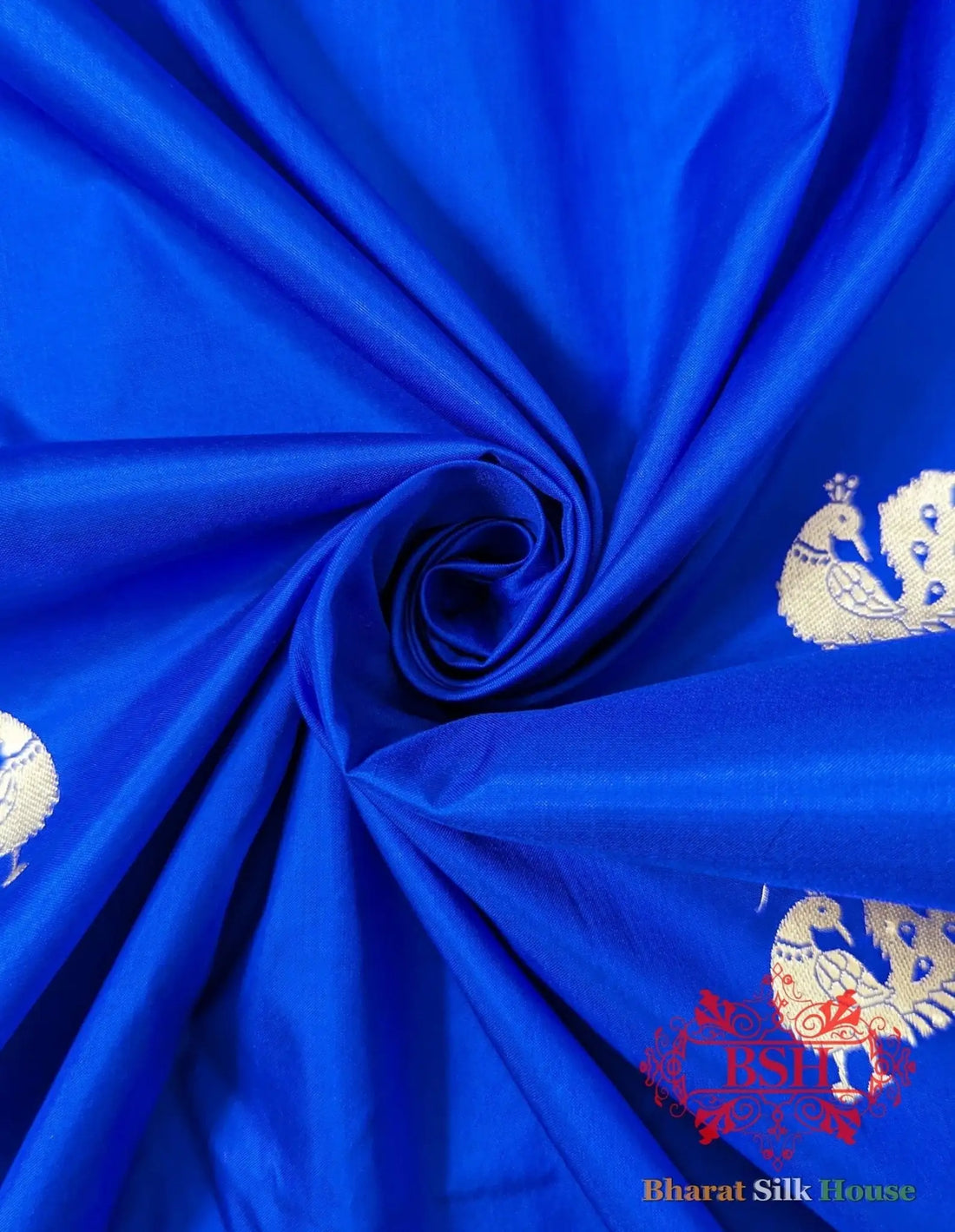 Pure Banarasi Handloom Katan Silk Meenakari Antique Zari Saree In Shades Of Royal Blue - Bharat Silk House Pure Kataan Silk