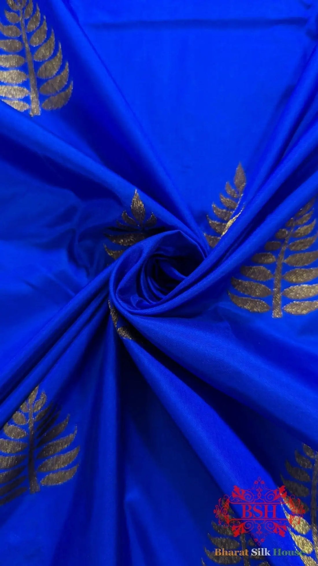 Pure Banarasi Handloom Katan Silk Meenakari Antique Zari Saree In Shades Of Royal Blue - Bharat Silk House Pure Kataan Silk