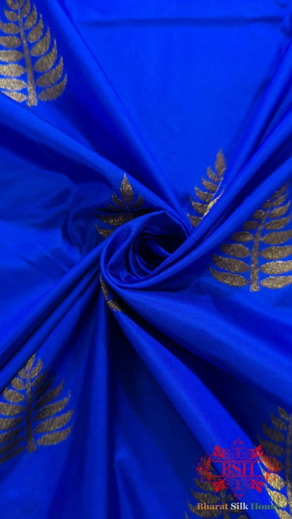 Pure Banarasi Handloom Katan Silk Meenakari Antique Zari Saree In Shades Of Royal Blue - Bharat Silk House Pure Kataan Silk