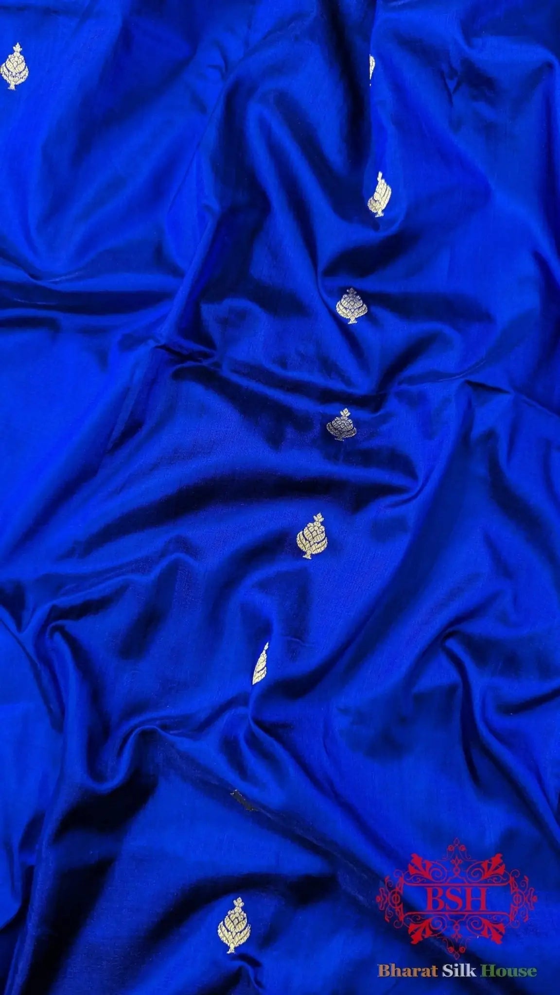 Pure Banarasi Handloom Katan Silk Meenakari Antique Zari Saree In Shades Of Royal Blue - Bharat Silk House Pure Kataan Silk
