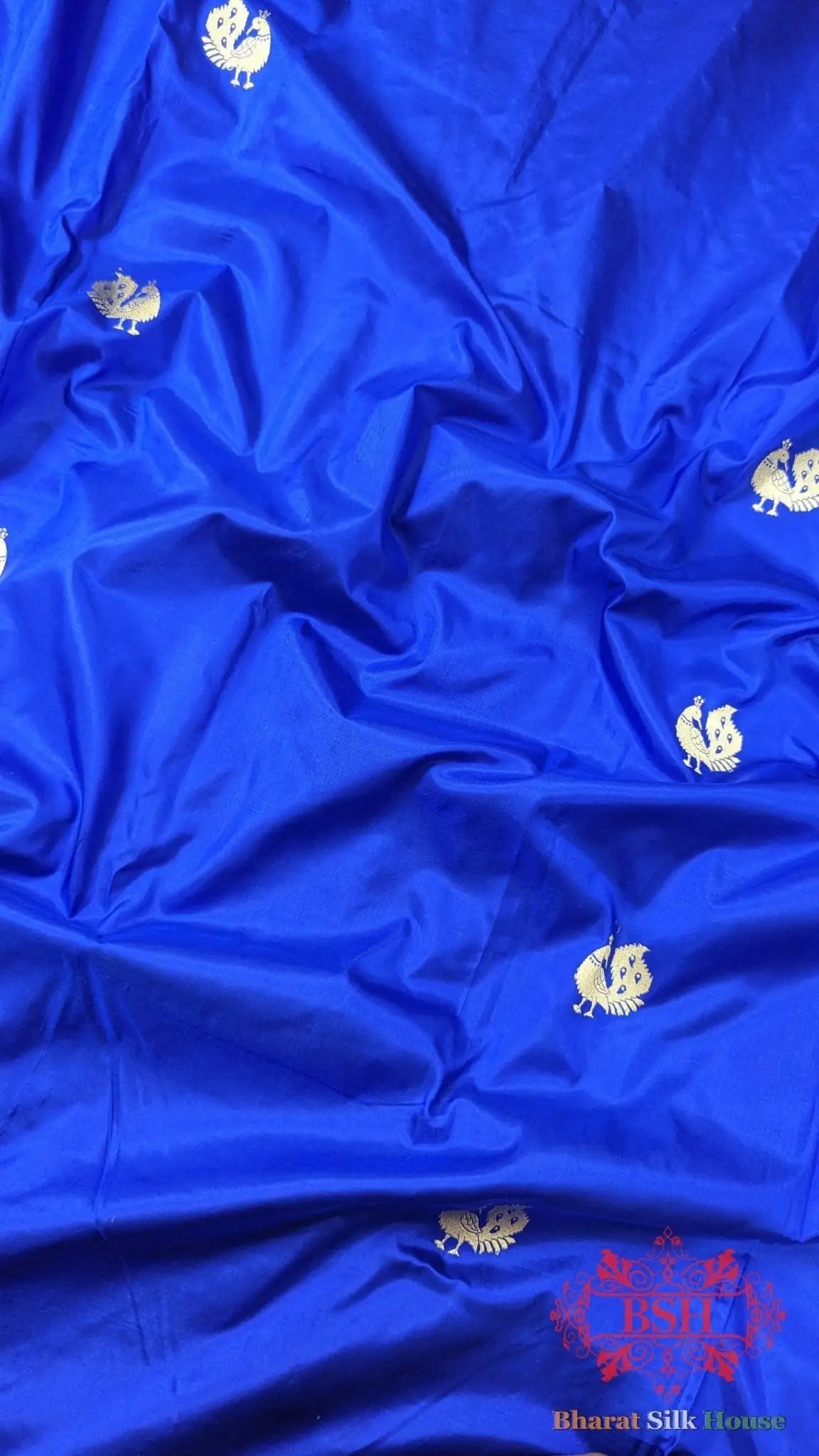 Pure Banarasi Handloom Katan Silk Meenakari Antique Zari Saree In Shades Of Royal Blue - Bharat Silk House Pure Kataan Silk