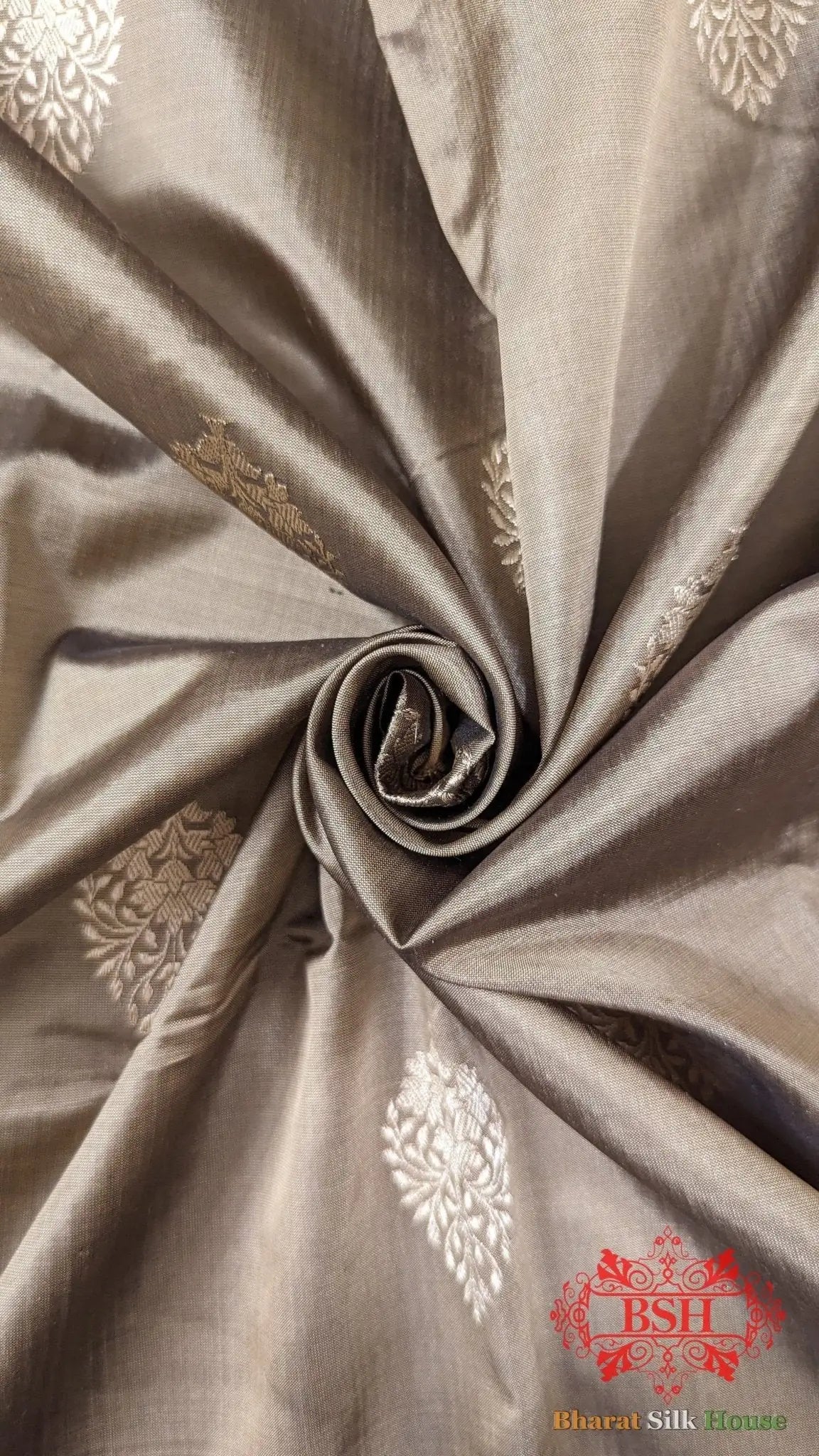 Pure Banarasi Handloom Katan Silk Meenakari Antique Zari Saree In Shades Of Tortilla Brown - Bharat Silk House Pure Kataan Silk