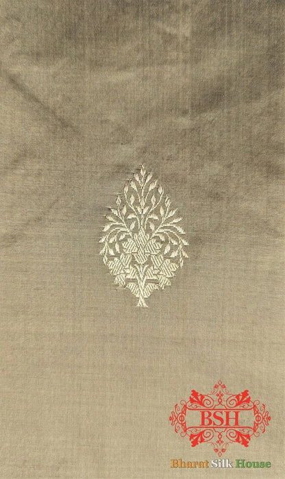 Pure Banarasi Handloom Katan Silk Meenakari Antique Zari Saree In Shades Of Tortilla Brown - Bharat Silk House Pure Kataan Silk