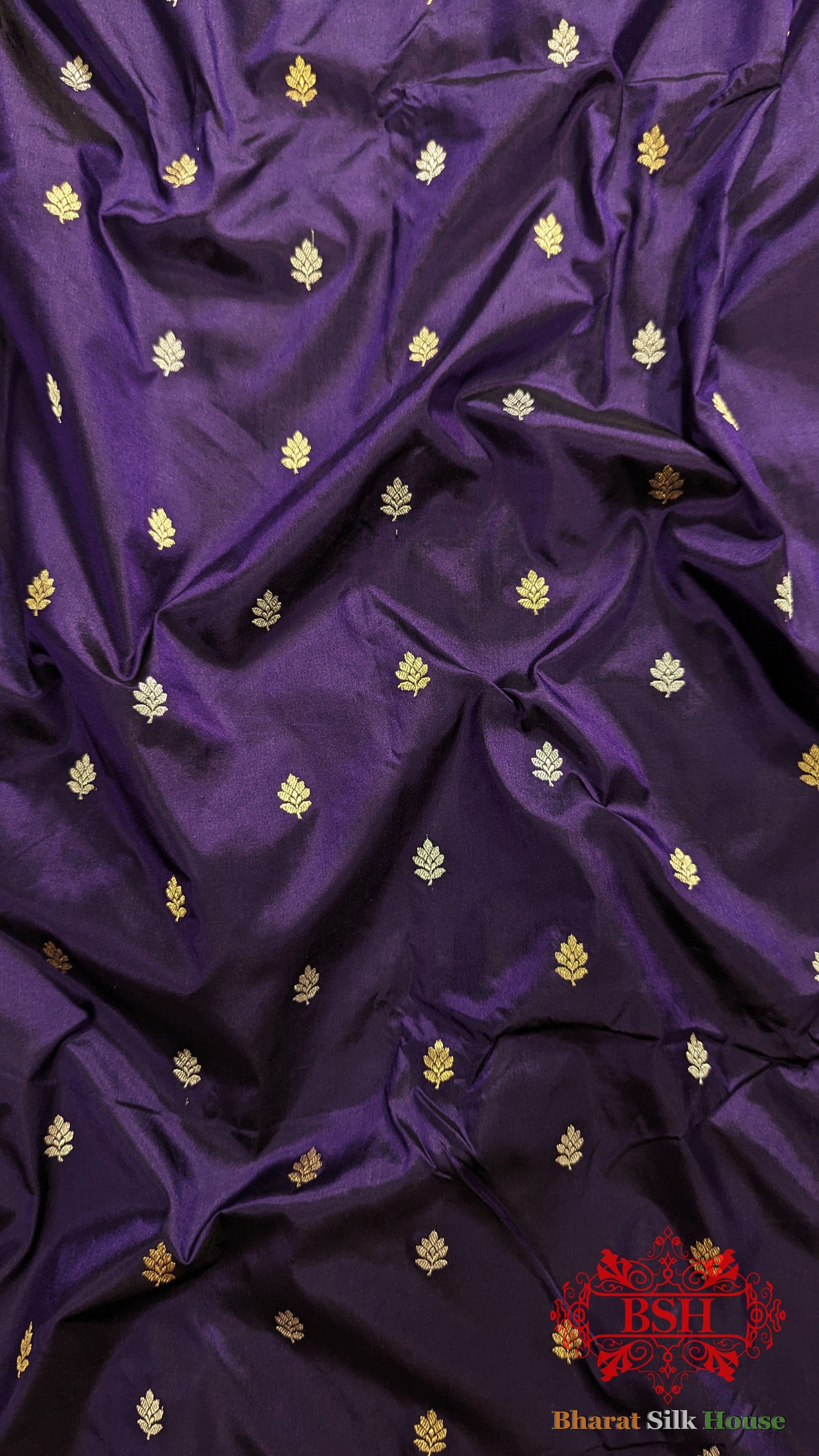 Pure Banarasi Handloom Katan Silk Meenakari Antique Zari Saree In Shades Of Violet - Bharat Silk House