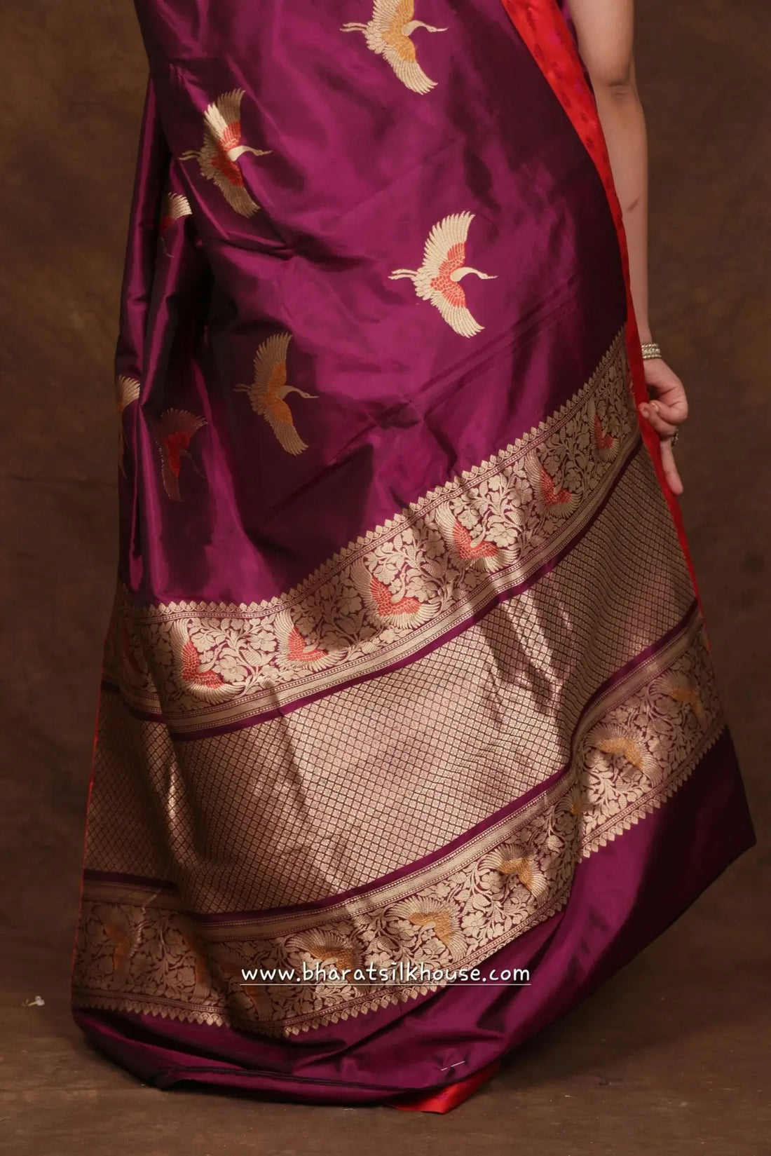 Pure Banarasi Handloom Katan Silk Meenakari Antique Zari Saree In Shades Of Violet - Bharat Silk House Pure Kataan Silk